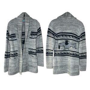 Goddis Tegan Boyfriend Grey Alpaca Cardigan Sweater S/M